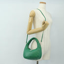 PRADA Hand Bag Leather 2way Green Silver Auth 189777SM-25