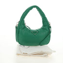 PRADA Hand Bag Leather 2way Green Silver Auth 189777SM-12