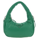 PRADA Hand Bag Leather 2way Green Silver Auth 189777SM-13