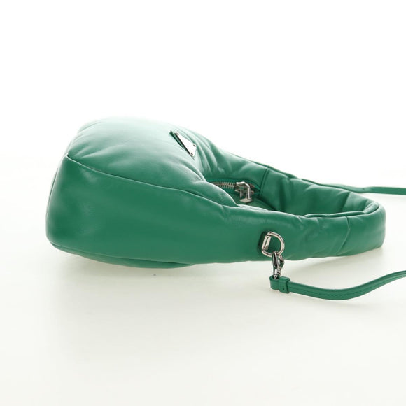 PRADA Hand Bag Leather 2way Green Silver Auth 189777SM