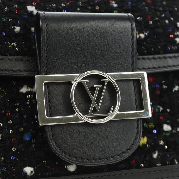 LOUIS VUITTON Daufine MINI Bag Tweed Black Silver M55491 LV Auth 189783SAM