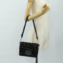 LOUIS VUITTON Daufine MINI Bag Tweed Black Silver M55491 LV Auth 189783SAM-26