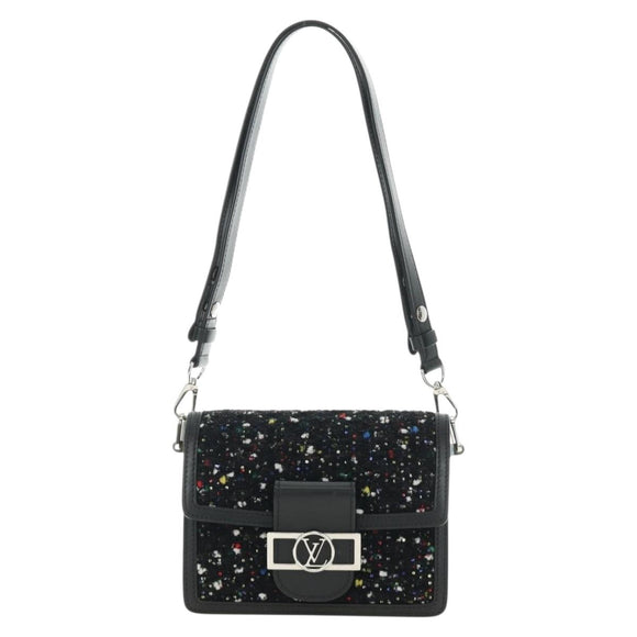 LOUIS VUITTON Daufine MINI Bag Tweed Black Silver M55491 LV Auth 189783SAM