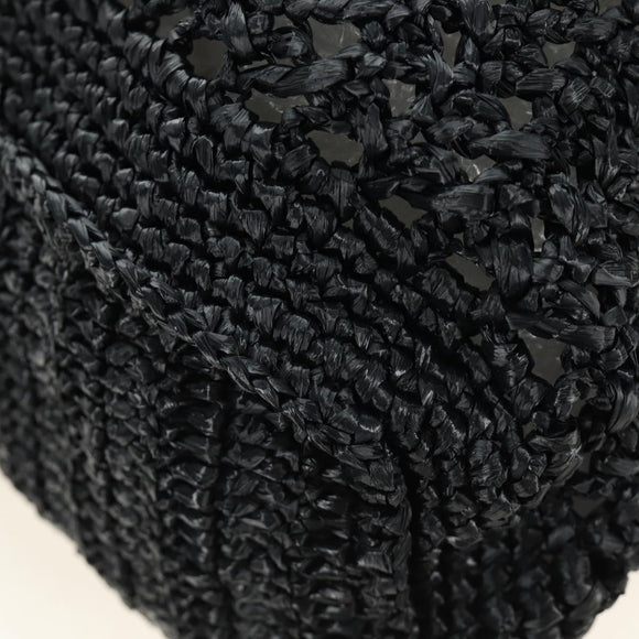 Miu Miu Tote Bag Raffia Black Silver Auth 189784SM