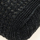 Miu Miu Tote Bag Raffia Black Silver Auth 189784SM-12