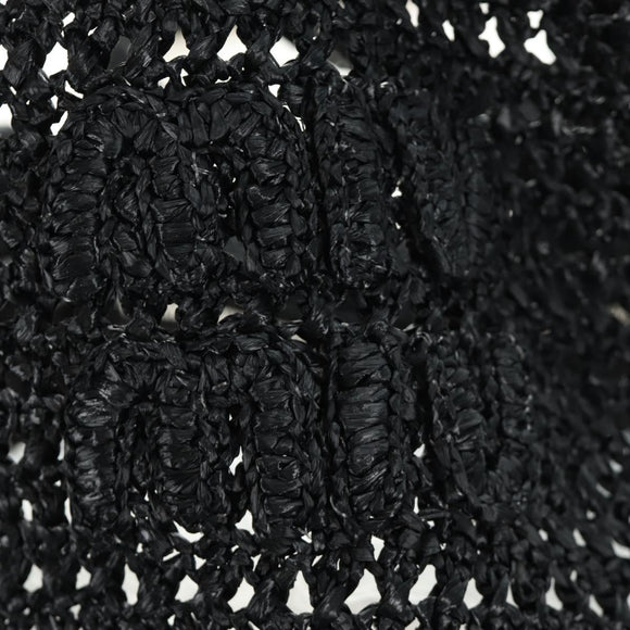 Miu Miu Tote Bag Raffia Black Silver Auth 189784SM