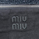 Miu Miu Tote Bag Raffia Black Silver Auth 189784SM-16