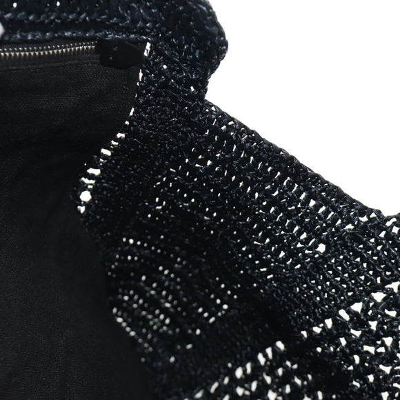 Miu Miu Tote Bag Raffia Black Silver Auth 189784SM