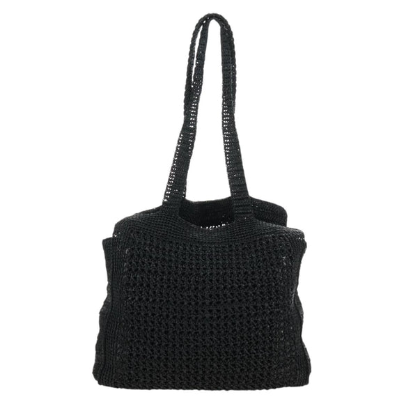 Miu Miu Tote Bag Raffia Black Silver Auth 189784SM