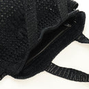Miu Miu Tote Bag Raffia Black Silver Auth 189784SM-6