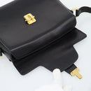GUCCI Shoulder Bag Leather Black Gold Auth 189787A-14