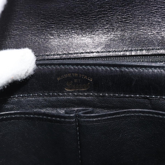 GUCCI Shoulder Bag Leather Black Gold Auth 189787A