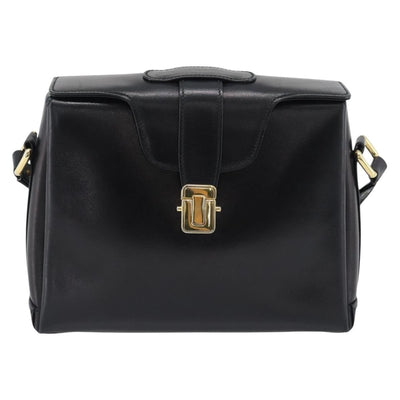 GUCCI Shoulder Bag Leather Black Gold Auth 189787A - 0