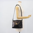 GUCCI Shoulder Bag Leather Black Gold Auth 189787A-24