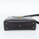 GUCCI Shoulder Bag Leather Black Gold Auth 189787A-9