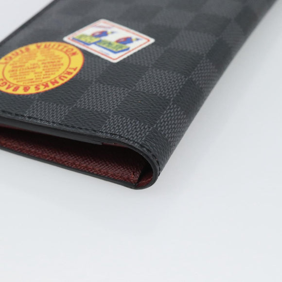 LOUIS VUITTON Damier Graphite Porte Feuille Brother Long Wallet LV Auth 189789M