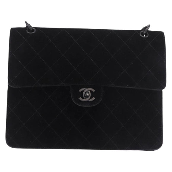 CHANEL Matelasse Chain Shoulder Bag Velor Black CC Auth 189792A