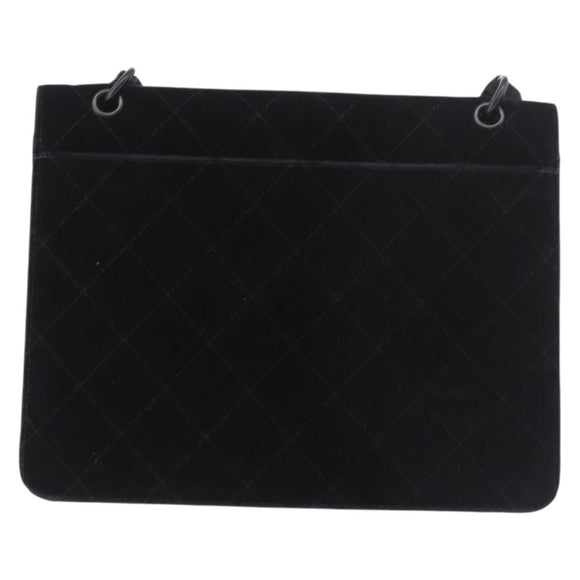 CHANEL Matelasse Chain Shoulder Bag Velor Black CC Auth 189792A