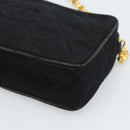CHANEL Matelasse Chain Shoulder Bag Satin Black Gold CC Auth 189794V-15