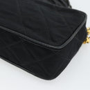 CHANEL Matelasse Chain Shoulder Bag Satin Black Gold CC Auth 189794V-17