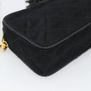 CHANEL Matelasse Chain Shoulder Bag Satin Black Gold CC Auth 189794V-18