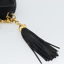 CHANEL Matelasse Chain Shoulder Bag Satin Black Gold CC Auth 189794V-8