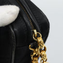 CHANEL Matelasse Chain Shoulder Bag Satin Black Gold CC Auth 189794V-9