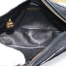 CHANEL Matelasse Chain Shoulder Bag Satin Black Gold CC Auth 189794V-10