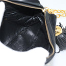 CHANEL Matelasse Chain Shoulder Bag Satin Black Gold CC Auth 189794V-20