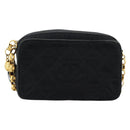 CHANEL Matelasse Chain Shoulder Bag Satin Black Gold CC Auth 189794V-13