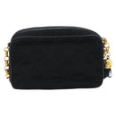CHANEL Matelasse Chain Shoulder Bag Satin Black Gold CC Auth 189794V-2