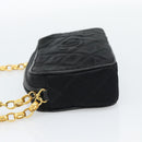 CHANEL Matelasse Chain Shoulder Bag Satin Black Gold CC Auth 189794V-3