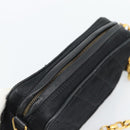 CHANEL Matelasse Chain Shoulder Bag Satin Black Gold CC Auth 189794V-6