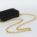 CHANEL Matelasse Chain Shoulder Bag Satin Black Gold CC Auth 189794V-7