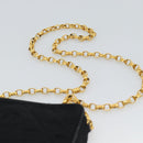 CHANEL Matelasse Chain Shoulder Bag Satin Black Gold CC Auth 189794V-14
