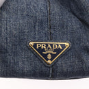 PRADA Canapa M Hand Bag Denim Blue Gold Auth 189795A-17
