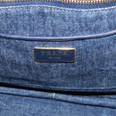 PRADA Canapa M Hand Bag Denim Blue Gold Auth 189795A-10