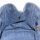 PRADA Canapa M Hand Bag Denim Blue Gold Auth 189795A-19