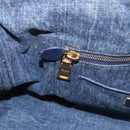PRADA Canapa M Hand Bag Denim Blue Gold Auth 189795A-20