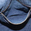 PRADA Canapa M Hand Bag Denim Blue Gold Auth 189795A-21