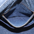 PRADA Canapa M Hand Bag Denim Blue Gold Auth 189795A-23