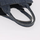 PRADA Canapa M Hand Bag Denim Blue Gold Auth 189795A-7