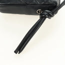 CHANEL Cambon Line Matelasse Shoulder Bag Leather Black Silver CC Auth 189797V-10