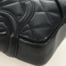 CHANEL Cambon Line Matelasse Shoulder Bag Leather Black Silver CC Auth 189797V-15