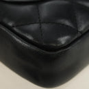 CHANEL Cambon Line Matelasse Shoulder Bag Leather Black Silver CC Auth 189797V-17