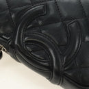 CHANEL Cambon Line Matelasse Shoulder Bag Leather Black Silver CC Auth 189797V-19
