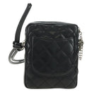 CHANEL Cambon Line Matelasse Shoulder Bag Leather Black Silver CC Auth 189797V-2