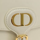 Christian Dior Bobby Shoulder Bag Leather White Gold Auth 189798M-19