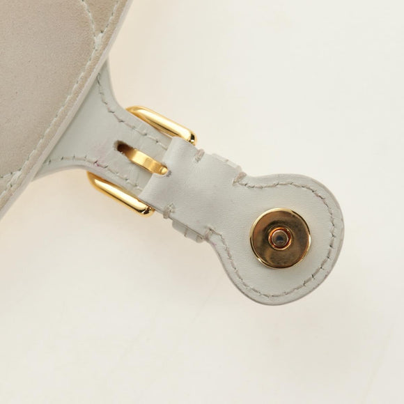 Christian Dior Bobby Shoulder Bag Leather White Gold Auth 189798M