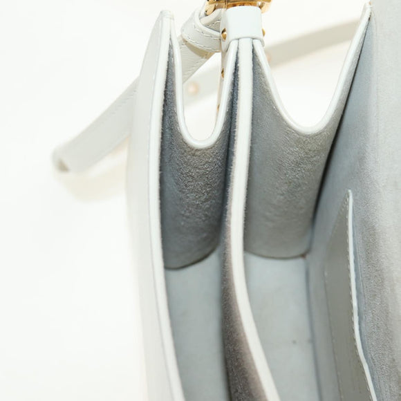 Christian Dior Bobby Shoulder Bag Leather White Gold Auth 189798M